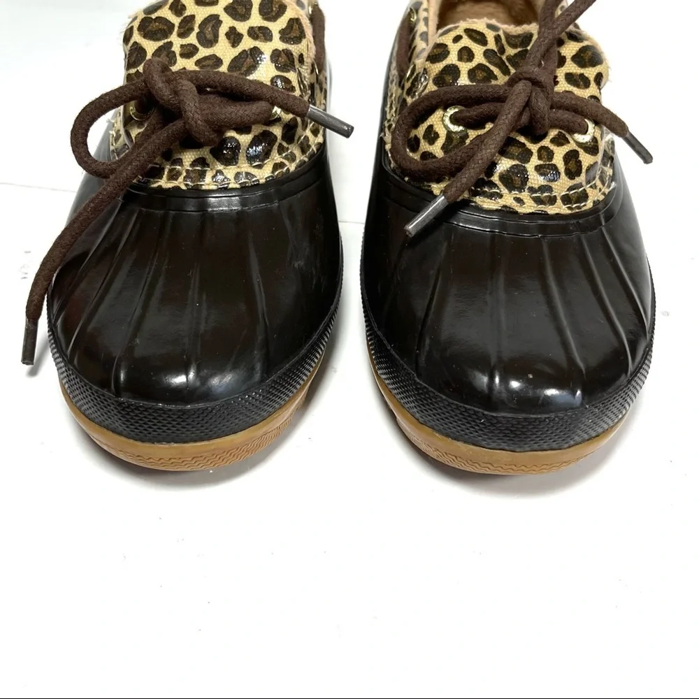 Sperry Top Sider Duck Boots Women’s Size 7 Leopard Print Rubber‎